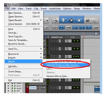 exporting pro tools tracks as a session